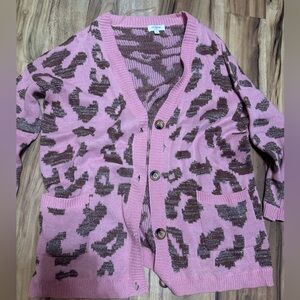 Umgee Pink and Brown Leopard Cardigan